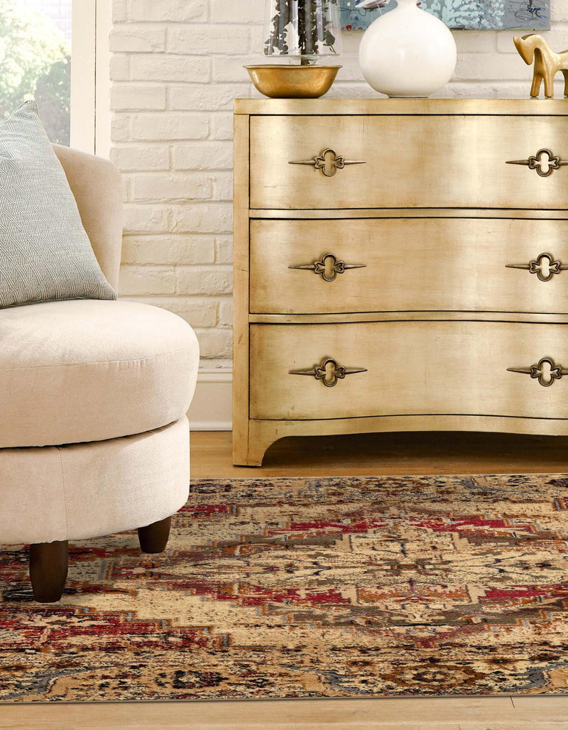 Neptune Elegance Collection Area Rug -  Naiad Square Burgundy Beige  lifestyle 24