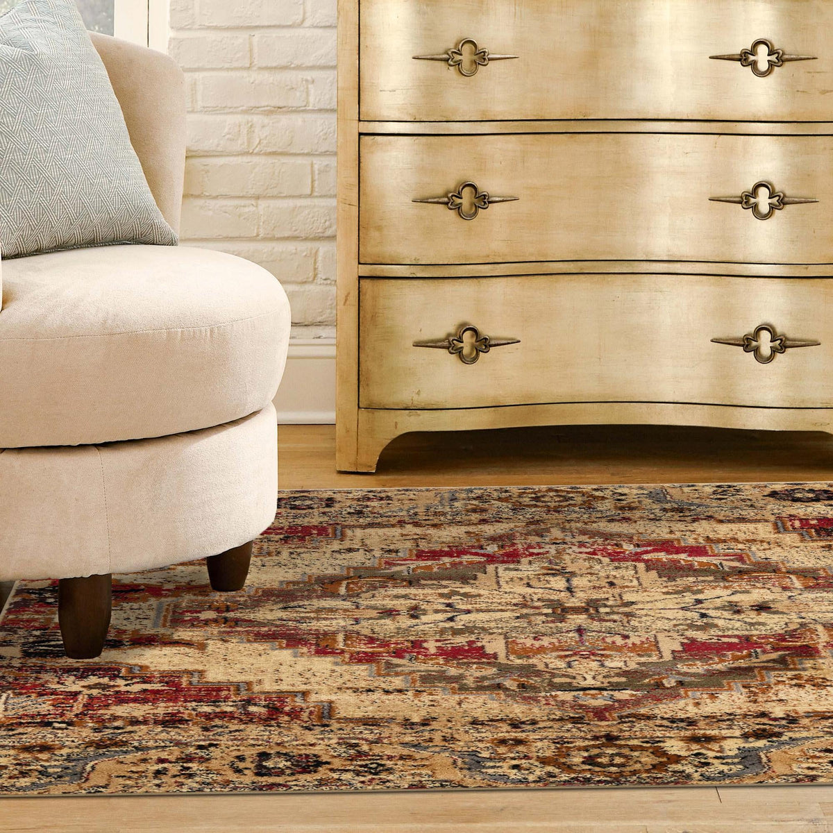 Neptune Elegance Collection Area Rug -  Naiad Square Burgundy Beige  lifestyle 71
