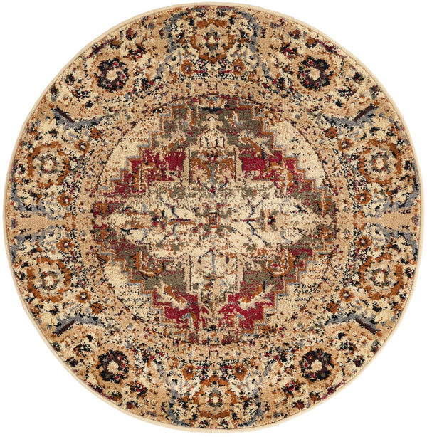 Neptune Elegance Collection Area Rug -  Naiad Round Burgundy Beige  lifestyle 17