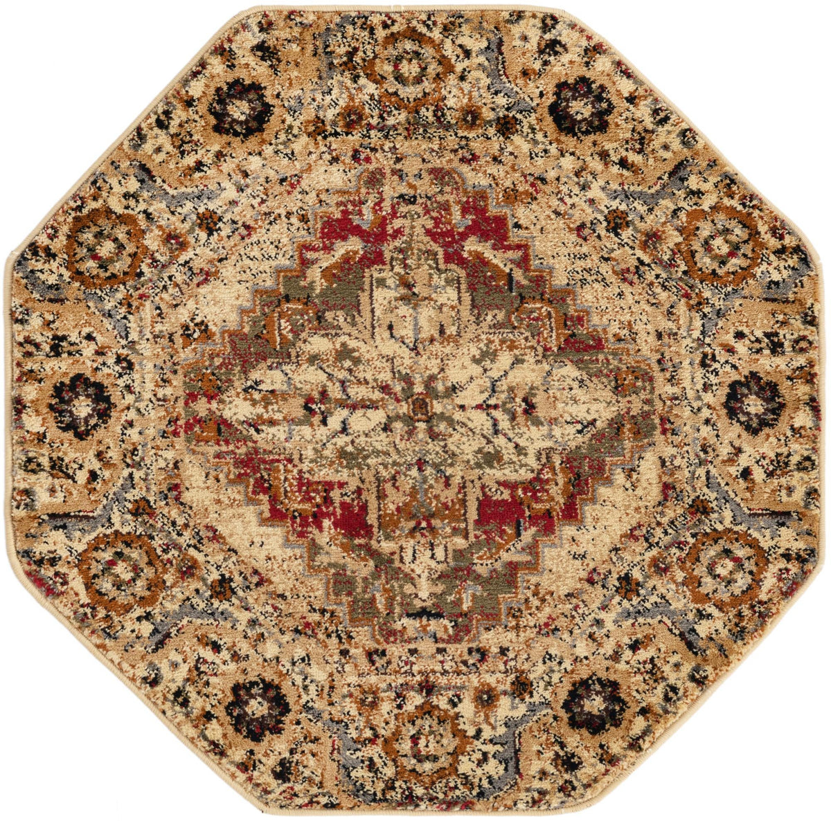 Neptune Elegance Collection Area Rug -  Naiad Octagon Burgundy Beige  lifestyle 18