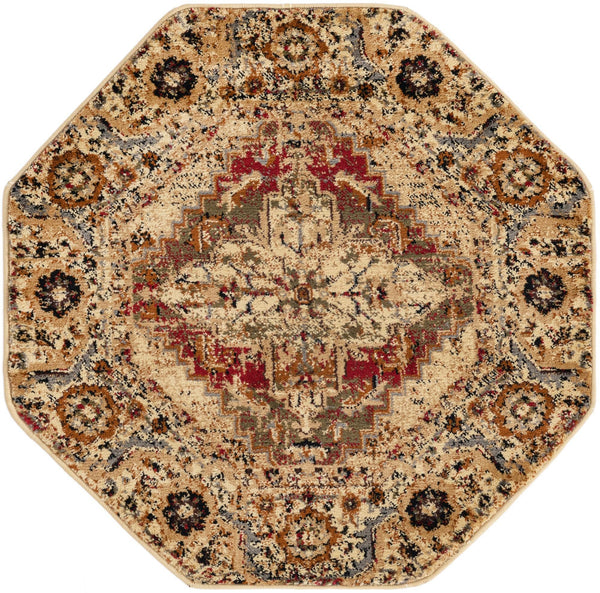 Neptune Elegance Collection Area Rug -  Naiad Octagon Burgundy Beige  lifestyle 18