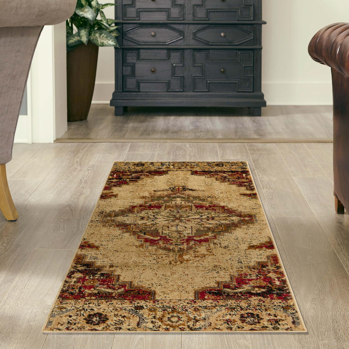 Neptune Elegance Collection Area Rug -  Naiad Runner Burgundy Beige  lifestyle 73