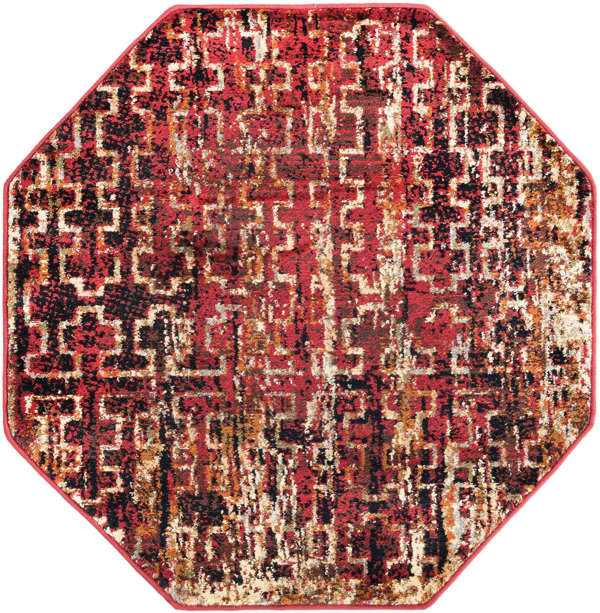 Neptune Elegance Collection Area Rug -  Proteus Octagon Burgundy  lifestyle 65