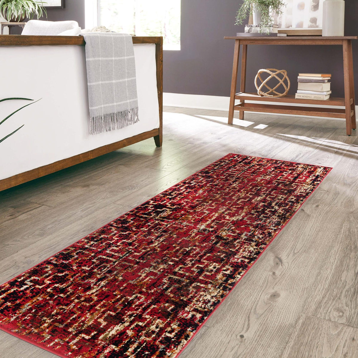 Neptune Elegance Collection Area Rug -  Proteus Runner Burgundy  lifestyle 136