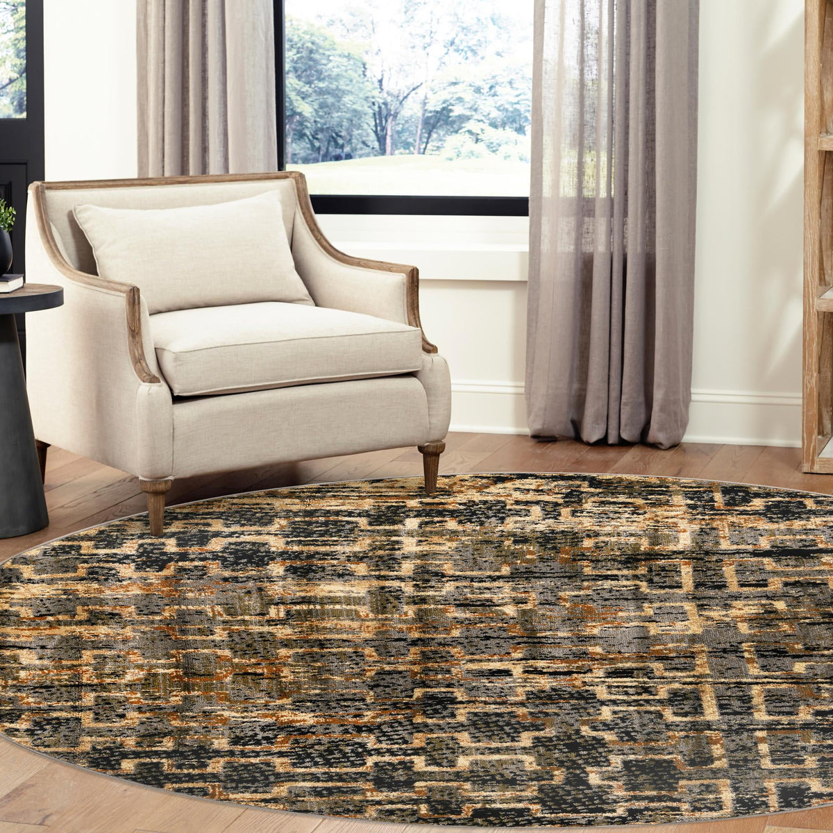 Neptune Elegance Collection Area Rug -  Proteus Round Blue  lifestyle 133