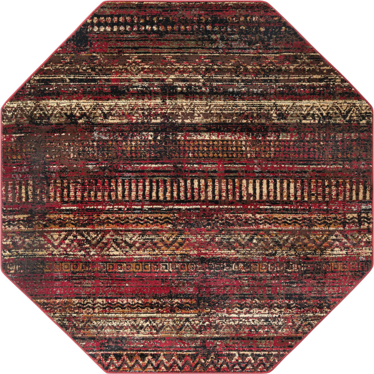 Neptune Elegance Collection Area Rug -  Nereid Octagon Burgundy  lifestyle 53