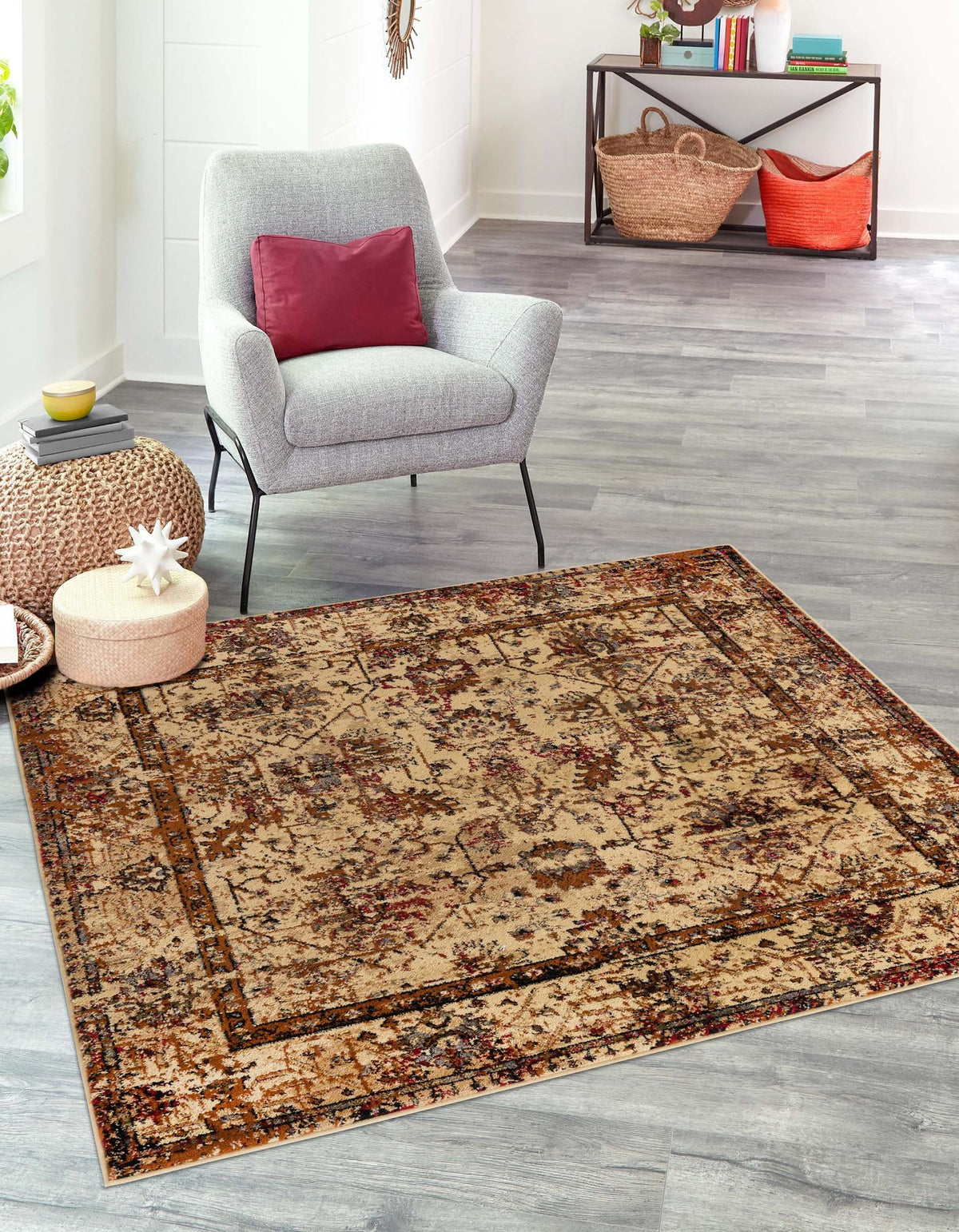 Neptune Elegance Collection Area Rug -  Galatea (Beige Cream) Square Beige Cream  lifestyle 15