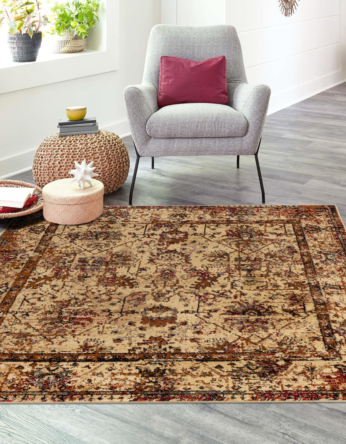 Neptune Elegance Collection Area Rug -  Galatea (Beige Cream) Square Beige Cream  lifestyle 19