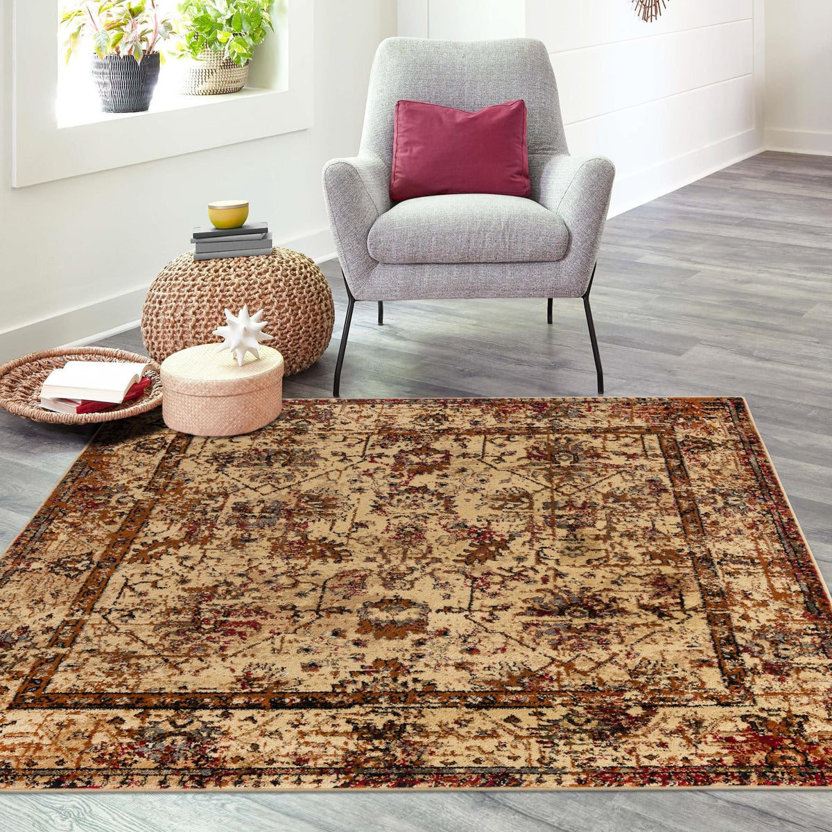Neptune Elegance Collection Area Rug -  Galatea (Beige Cream) Square Beige Cream  lifestyle 46