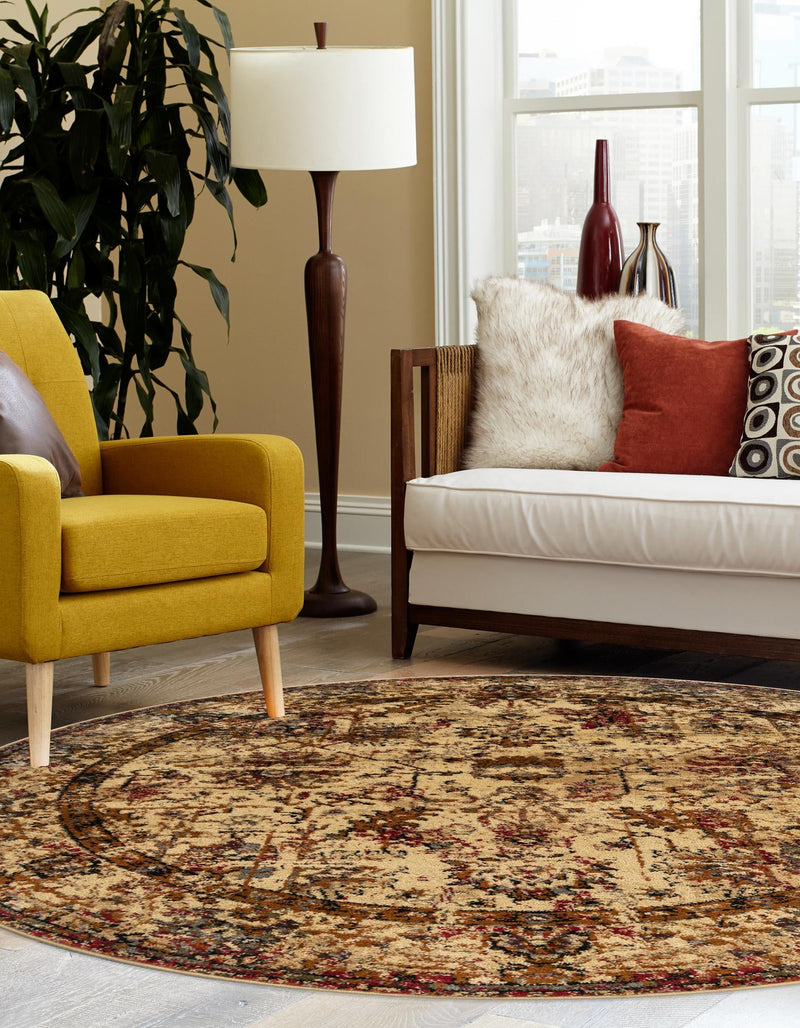 Neptune Elegance Collection Area Rug -  Galatea (Beige Cream) Round Beige Cream  lifestyle 20