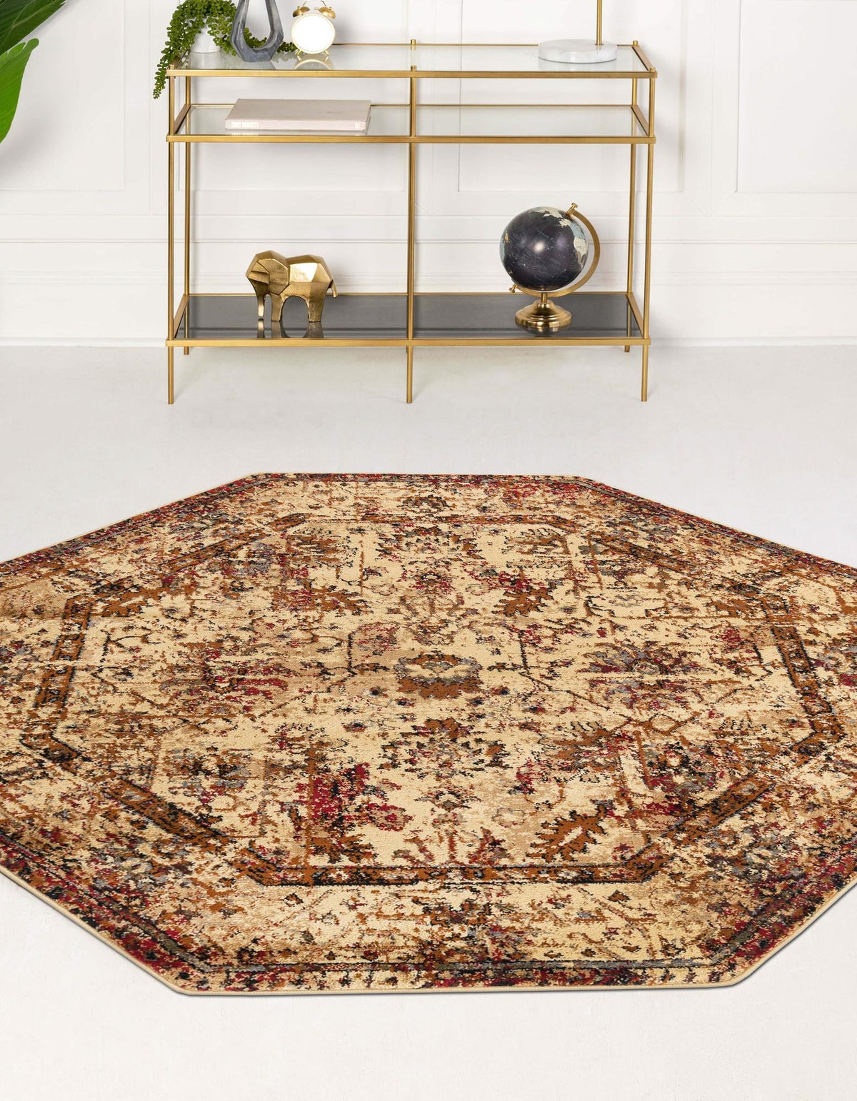 Neptune Elegance Collection Area Rug -  Galatea (Beige Cream) Octagon Beige Cream  lifestyle 17
