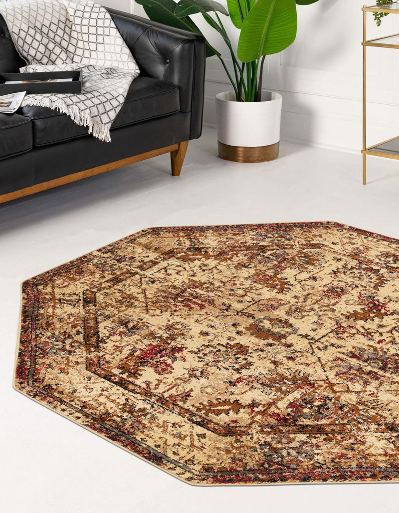 Neptune Elegance Collection Area Rug -  Galatea (Beige Cream) Octagon Beige Cream  lifestyle 21
