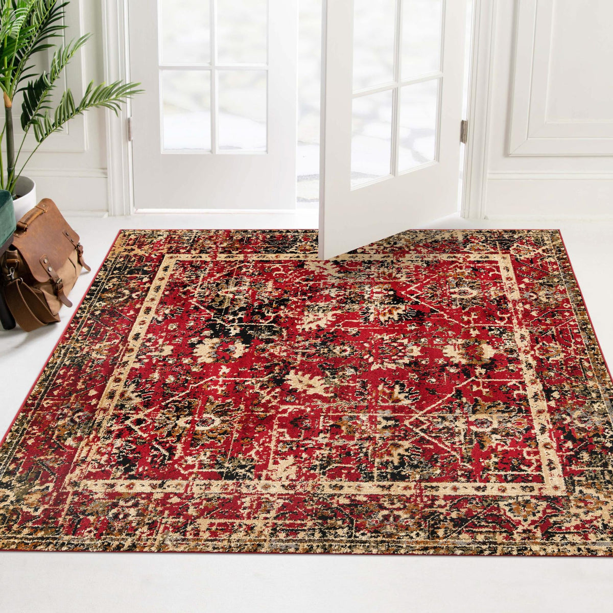 Neptune Elegance Collection Area Rug -  Galatea (Burgundy) Square Burgundy  lifestyle 67