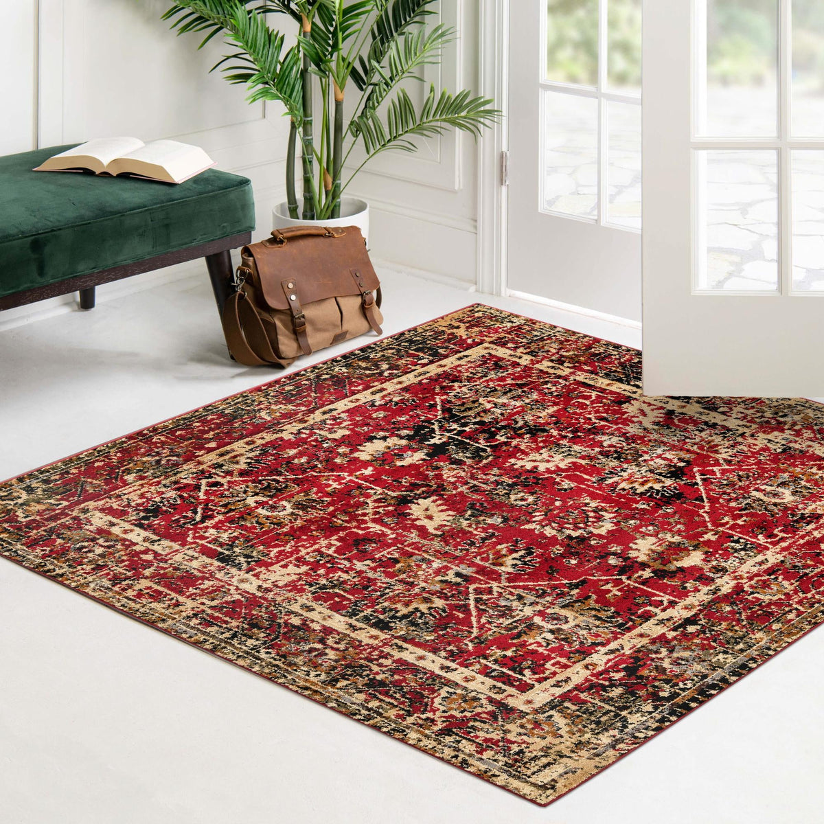 Neptune Elegance Collection Area Rug -  Galatea (Burgundy) Square Burgundy  lifestyle 70