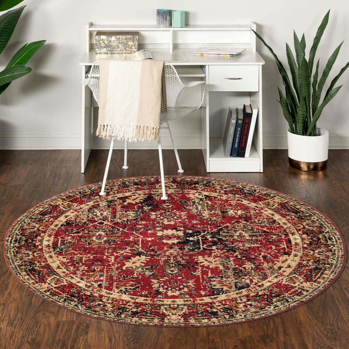 Neptune Elegance Collection Area Rug -  Galatea (Burgundy) Round Burgundy  lifestyle 68