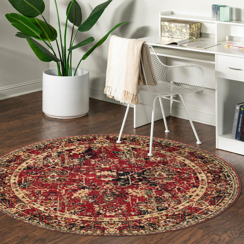 Neptune Elegance Collection Area Rug -  Galatea (Burgundy) Round Burgundy  lifestyle 71