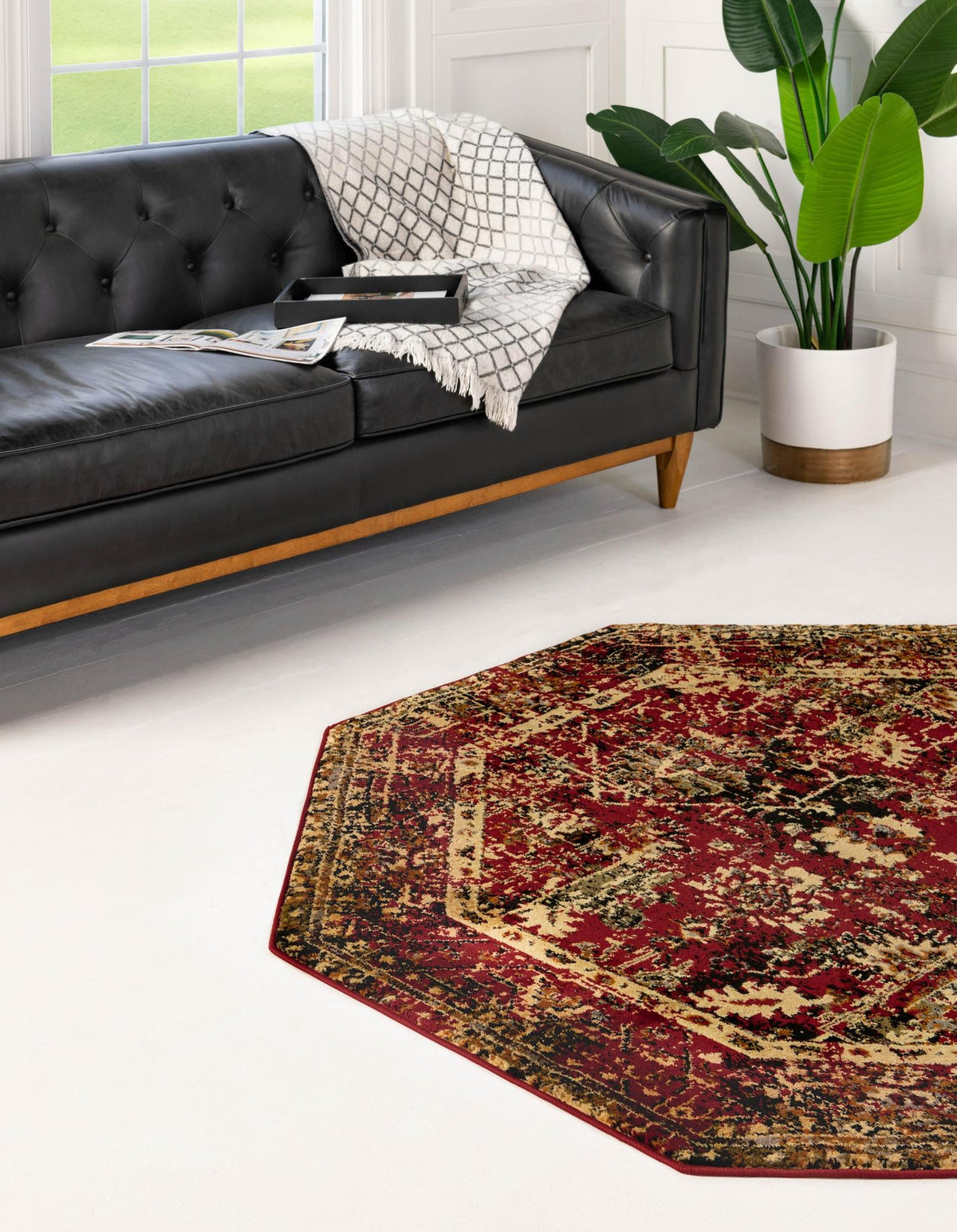 Neptune Elegance Collection Area Rug -  Galatea (Burgundy) Octagon Burgundy  lifestyle 26