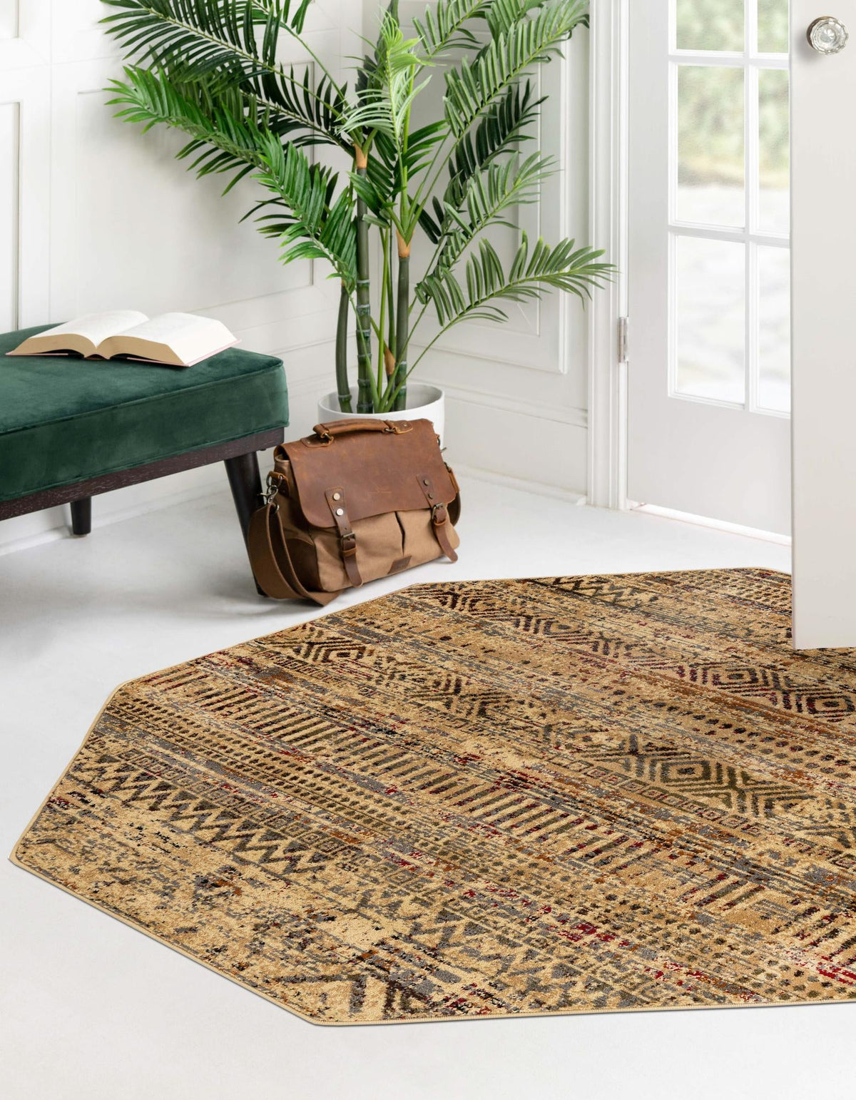 Neptune Elegance Collection Area Rug -  Nereid Octagon Beige  lifestyle 84