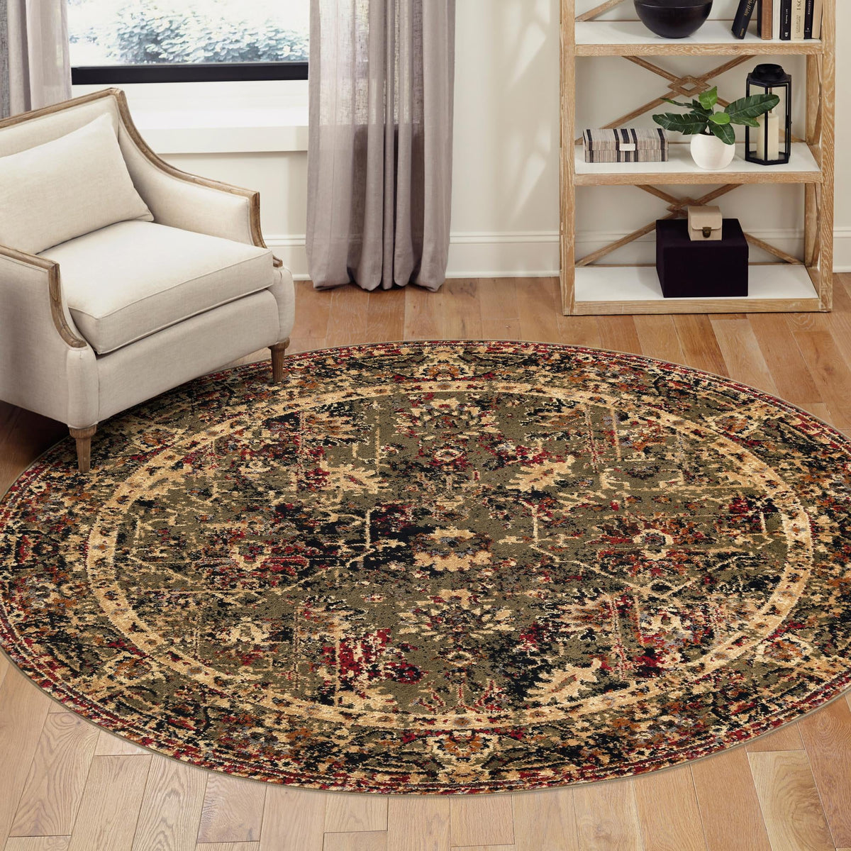Neptune Elegance Collection Area Rug -  Galatea (Green) Round Green  lifestyle 66