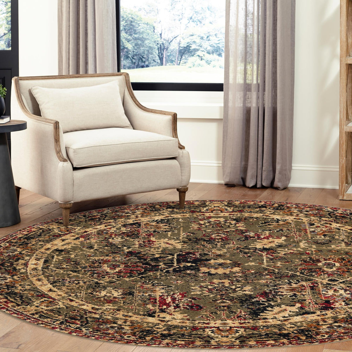 Neptune Elegance Collection Area Rug -  Galatea (Green) Round Green  lifestyle 69