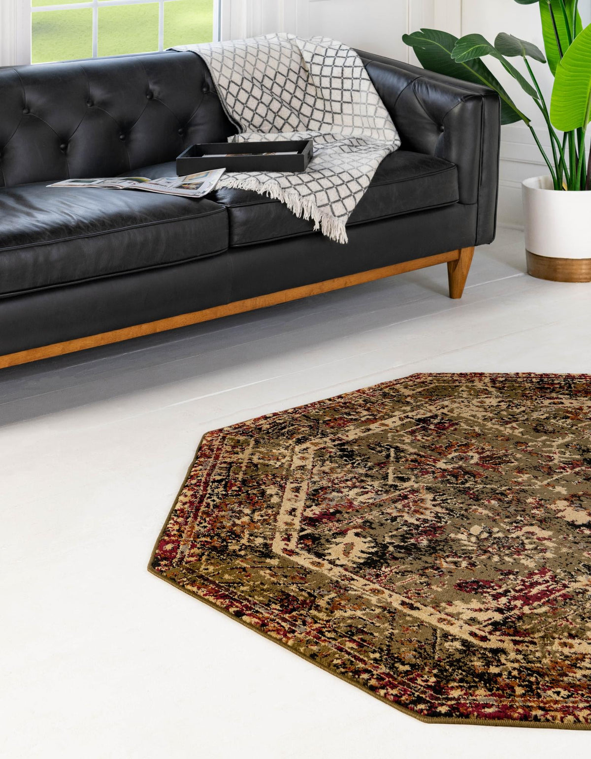Neptune Elegance Collection Area Rug -  Galatea (Green) Octagon Green  lifestyle 24