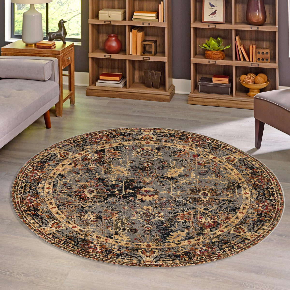 Neptune Elegance Collection Area Rug -  Galatea (Blue) Round Blue  lifestyle 66