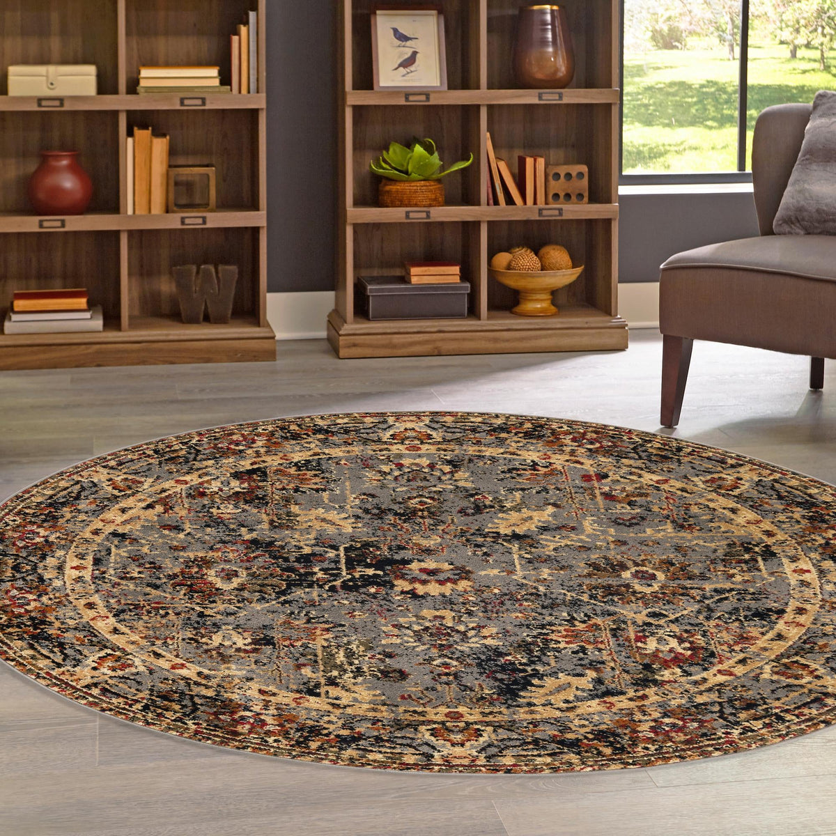 Neptune Elegance Collection Area Rug -  Galatea (Blue) Round Blue  lifestyle 69