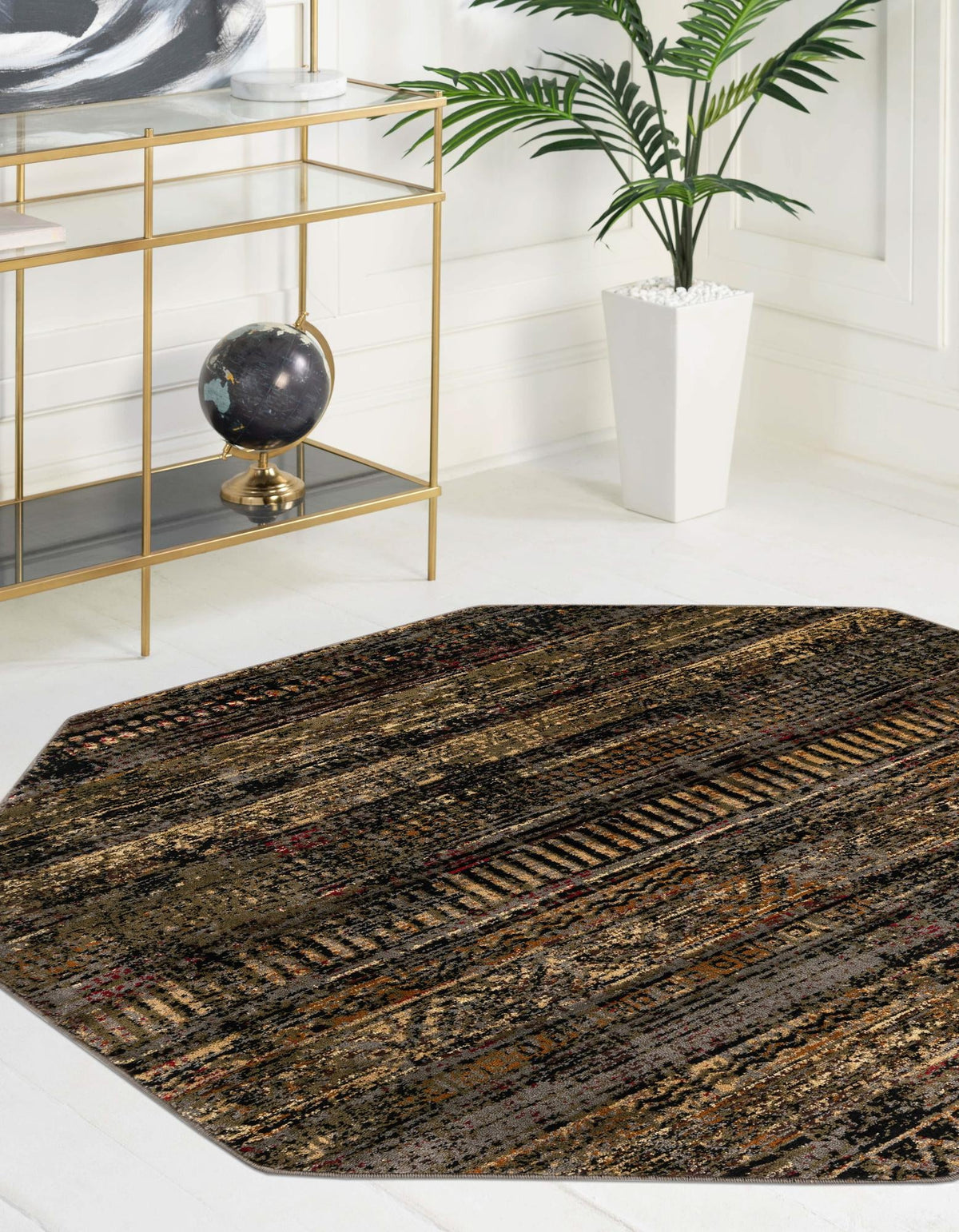 Neptune Elegance Collection Area Rug -  Nereid Octagon Blue  lifestyle 57