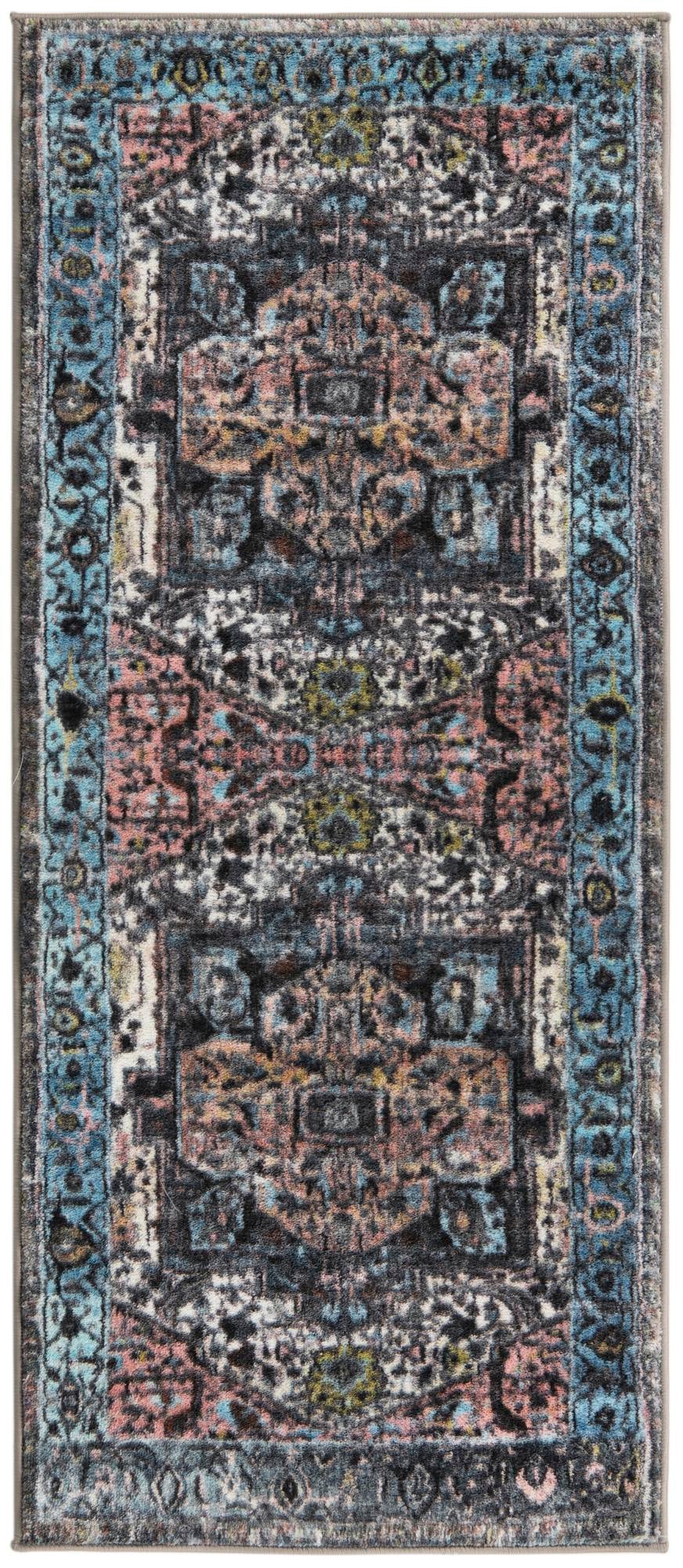Casablanca Tapestry Collection Area Rug - Fes Runner Powder Blue  lifestyle 49