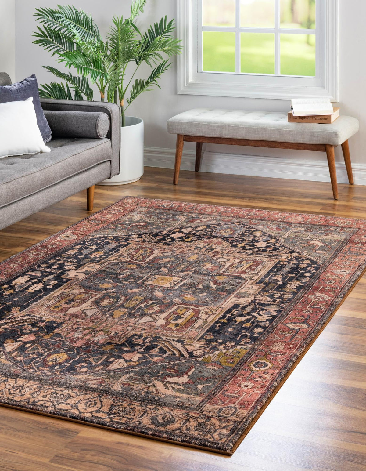 Casablanca Tapestry Collection Area Rug - Fes Rectangle Muted Rust  lifestyle 7