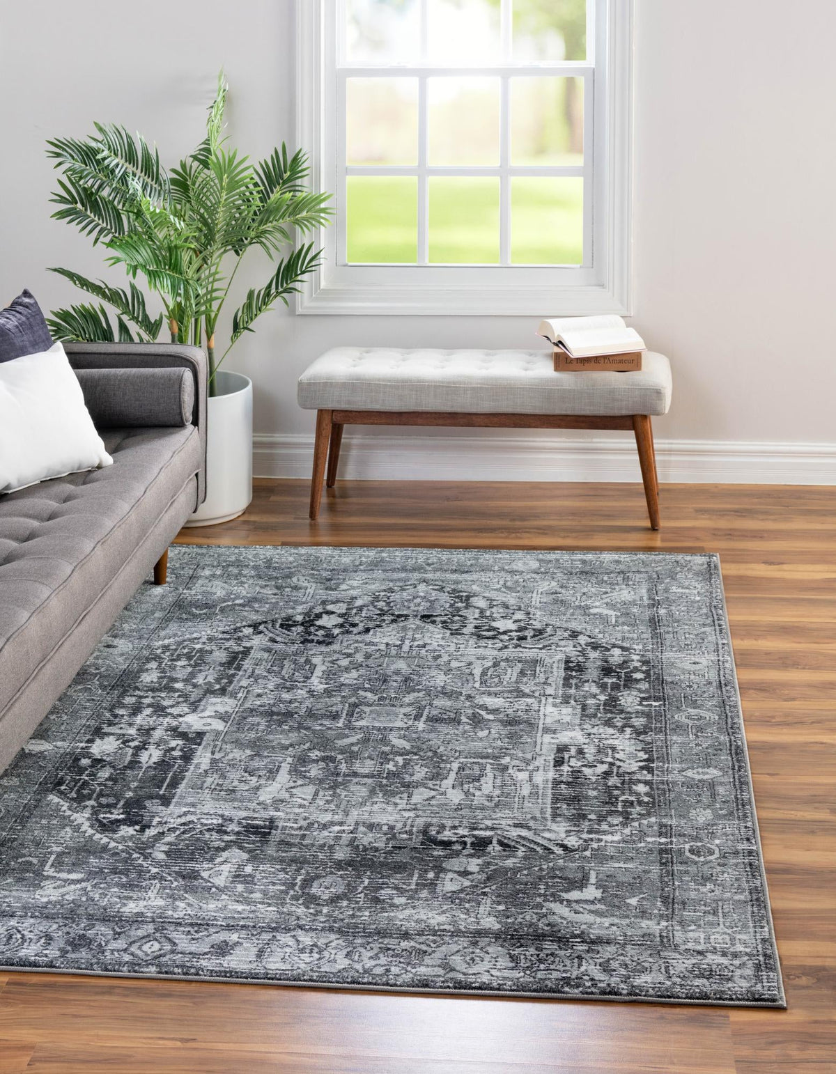 Casablanca Tapestry Collection Area Rug - Fes Rectangle Steel gray  lifestyle 9
