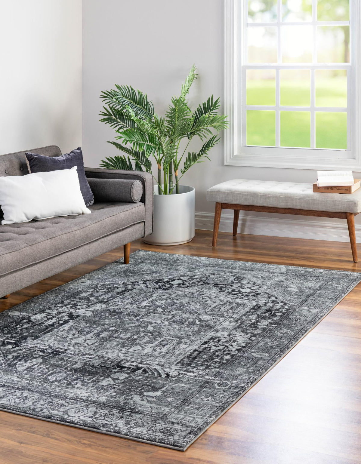 Casablanca Tapestry Collection Area Rug - Fes Rectangle Steel gray  lifestyle 14
