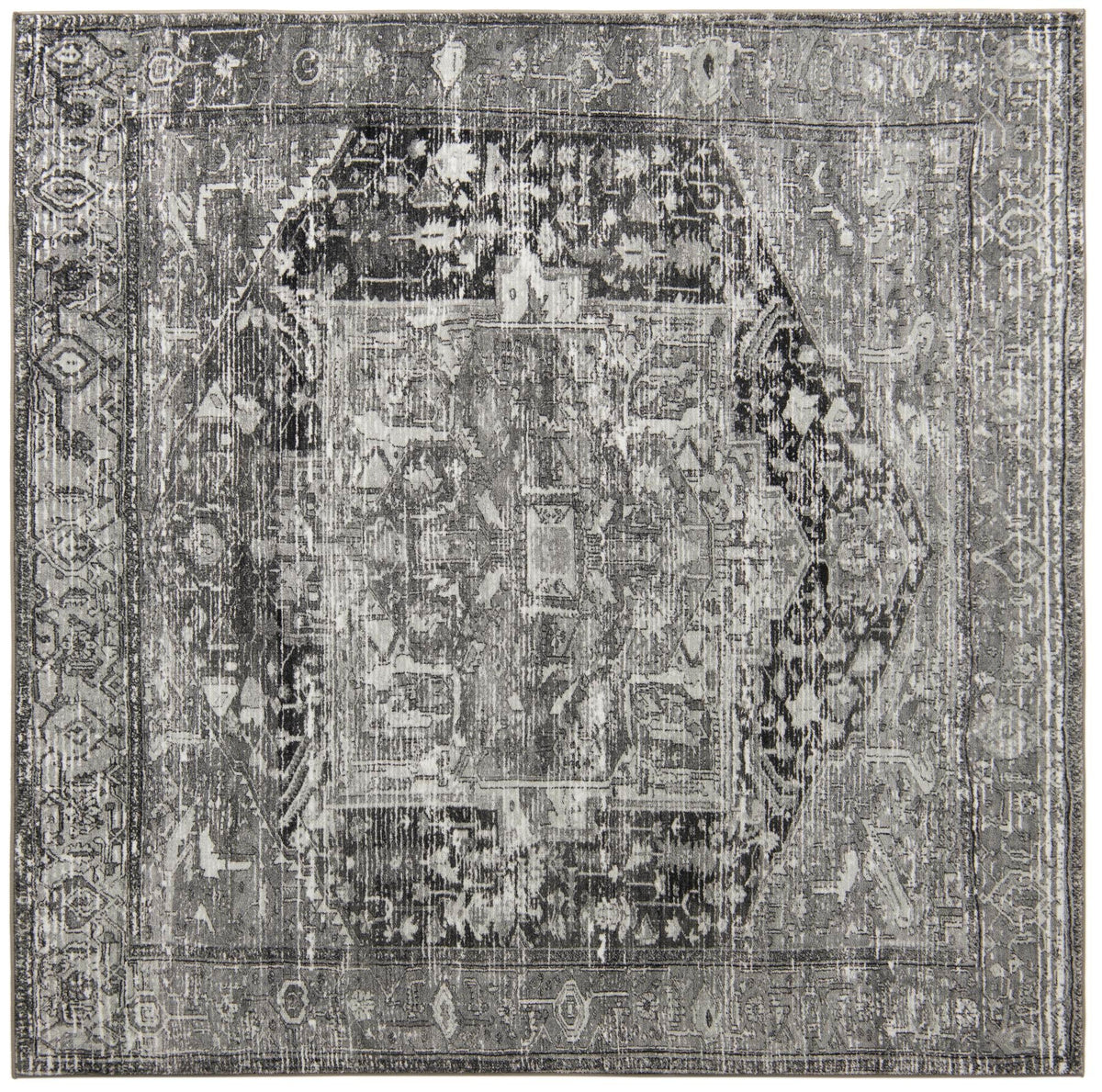 Casablanca Tapestry Collection Area Rug - Fes Square Steel gray  lifestyle 50