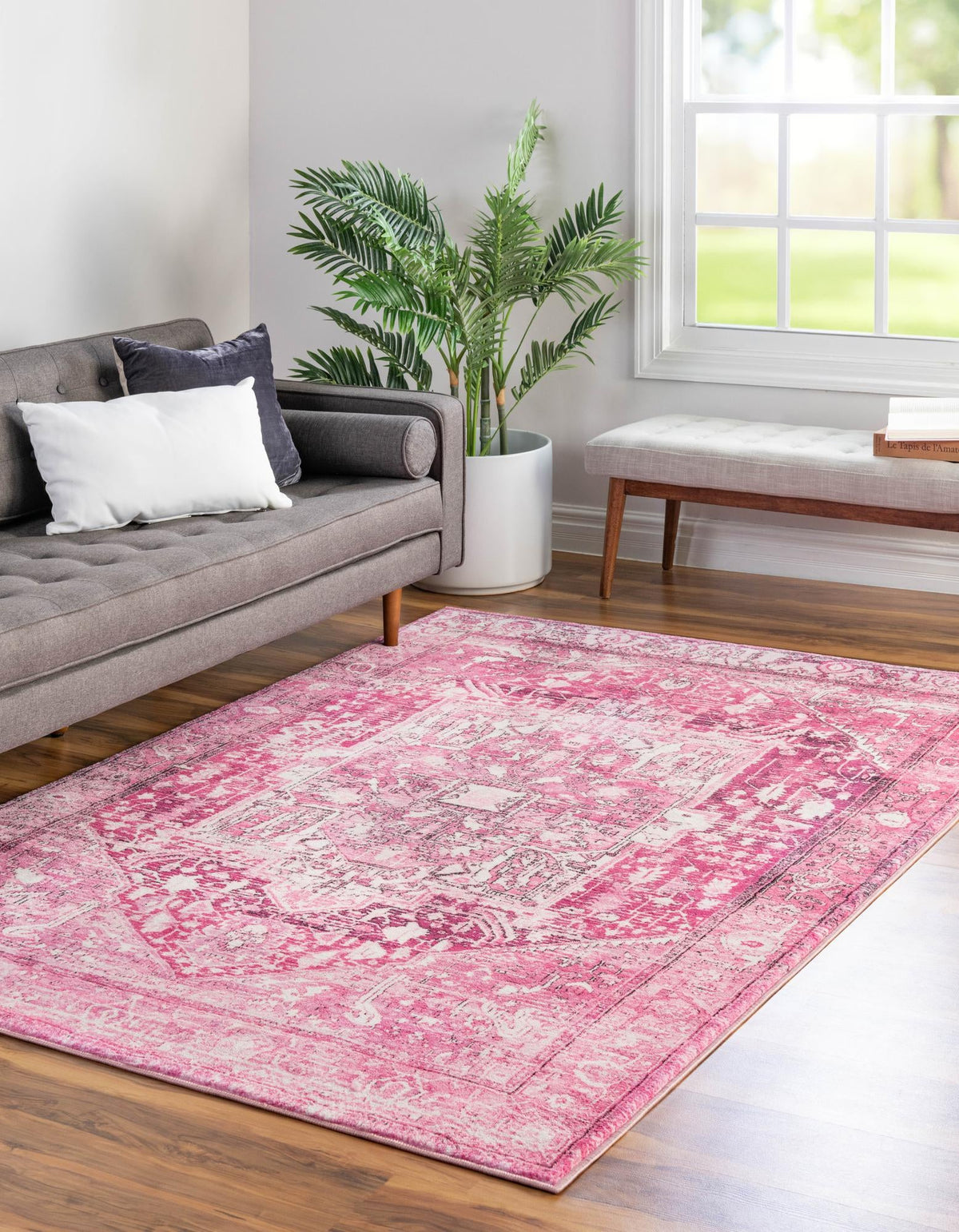 Casablanca Tapestry Collection Area Rug - Fes Rectangle Plumrose Pink  lifestyle 8
