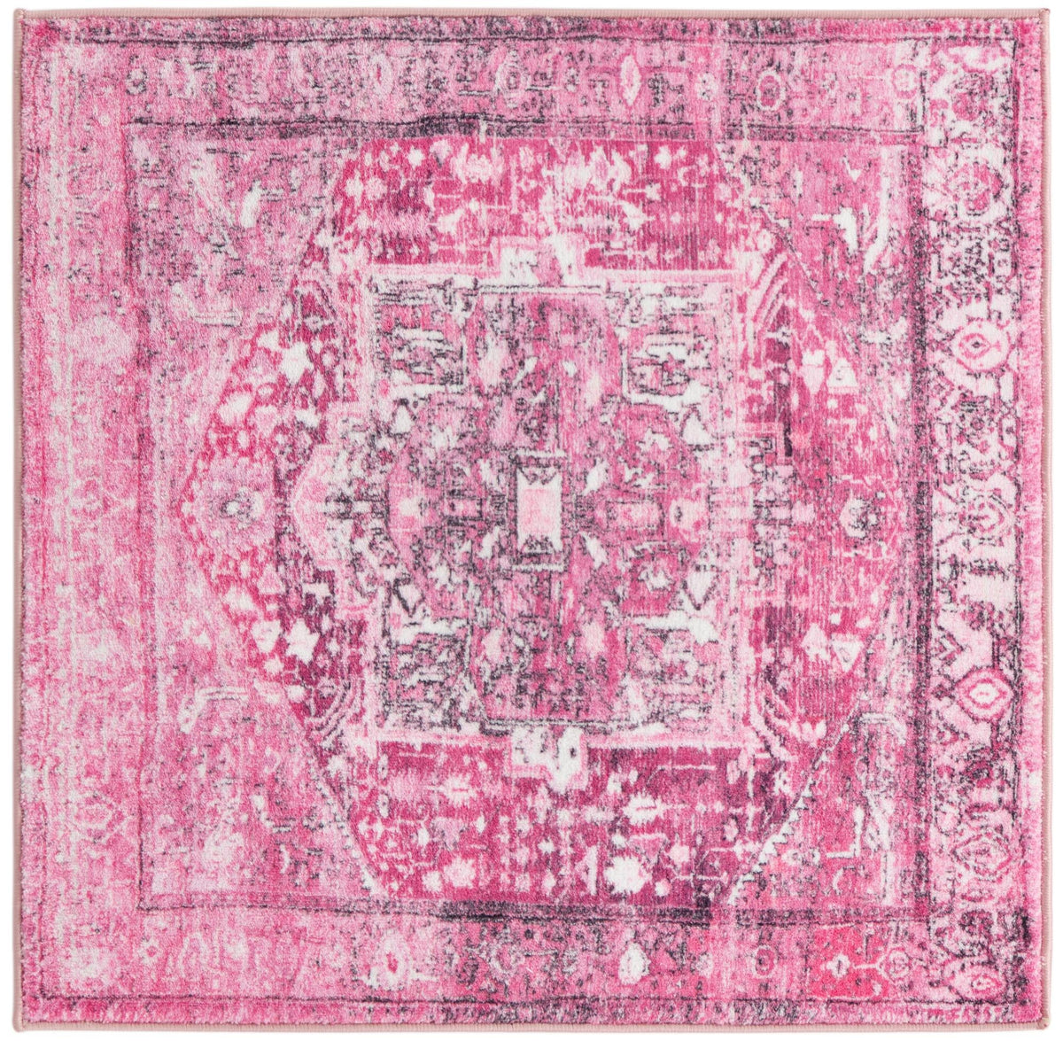 Casablanca Tapestry Collection Area Rug - Fes Square Plumrose Pink  lifestyle 114