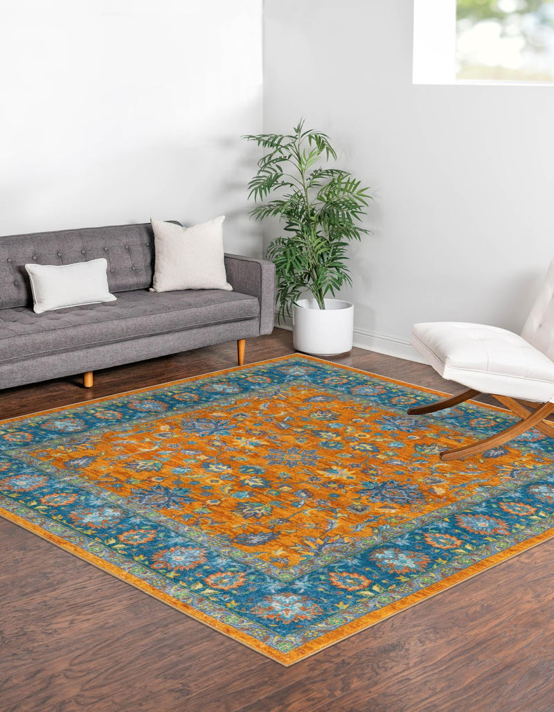 Casablanca Tapestry Collection Area Rug -  Marrakech (Sunshine Yellow) Square Sunshine Yellow  lifestyle 20