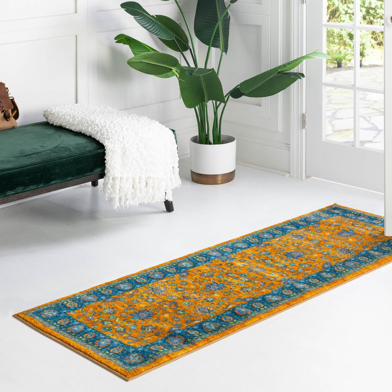 Casablanca Tapestry Collection Area Rug -  Marrakech (Sunshine Yellow) Runner Sunshine Yellow  lifestyle 43