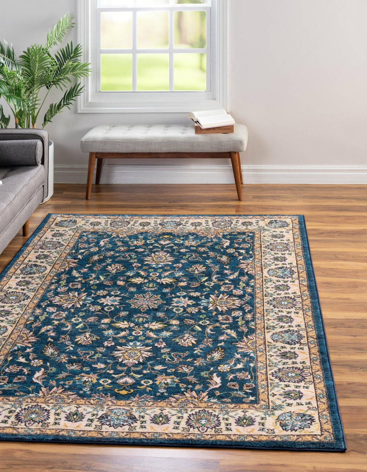 Casablanca Tapestry Collection Area Rug -  Marrakech (Egyptian Blue) Rectangle Egyptian Blue  lifestyle 2