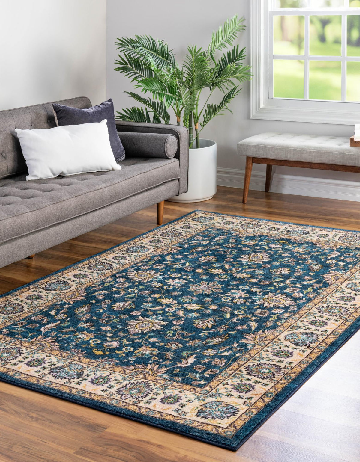 Casablanca Tapestry Collection Area Rug -  Marrakech (Egyptian Blue) Rectangle Egyptian Blue  lifestyle 3