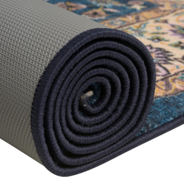 Casablanca Tapestry Collection Area Rug -  Marrakech (Egyptian Blue) Rectangle Egyptian Blue  lifestyle 11