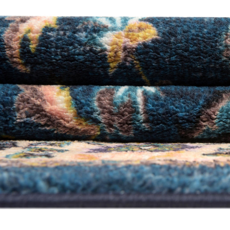 Casablanca Tapestry Collection Area Rug -  Marrakech (Egyptian Blue) Rectangle Egyptian Blue  lifestyle 13