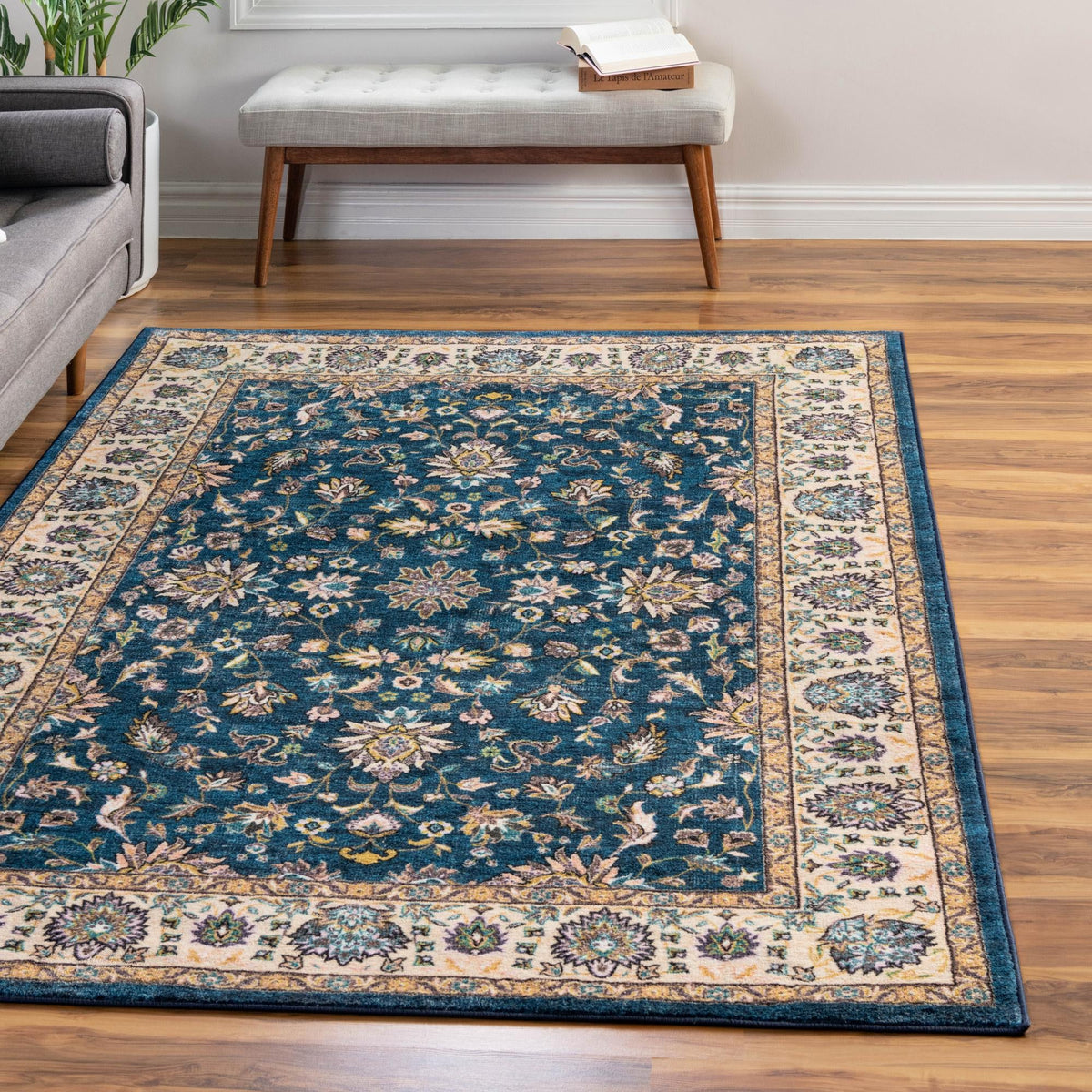 Casablanca Tapestry Collection Area Rug -  Marrakech (Egyptian Blue) Rectangle Egyptian Blue  lifestyle 14