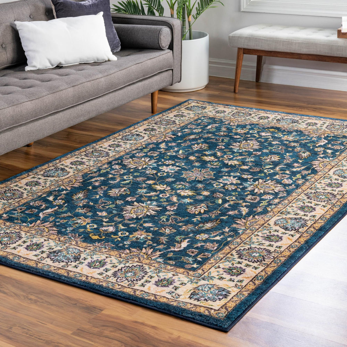 Casablanca Tapestry Collection Area Rug -  Marrakech (Egyptian Blue) Rectangle Egyptian Blue  lifestyle 15