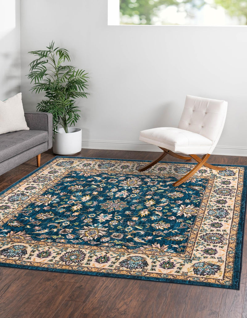 Casablanca Tapestry Collection Area Rug -  Marrakech (Egyptian Blue) Square Egyptian Blue  lifestyle 18