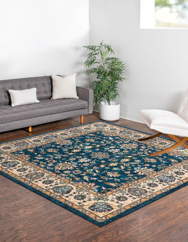 Casablanca Tapestry Collection Area Rug -  Marrakech (Egyptian Blue) Square Egyptian Blue  lifestyle 20