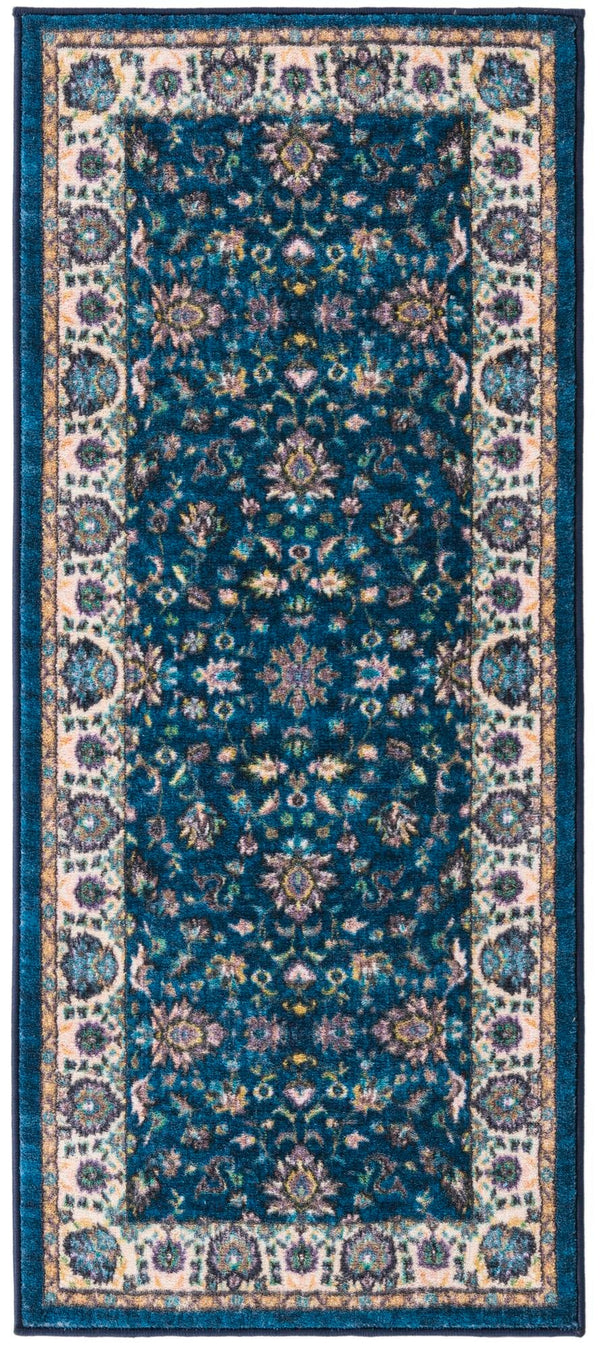 Casablanca Tapestry Collection Area Rug -  Marrakech (Egyptian Blue) Runner Egyptian Blue  lifestyle 17