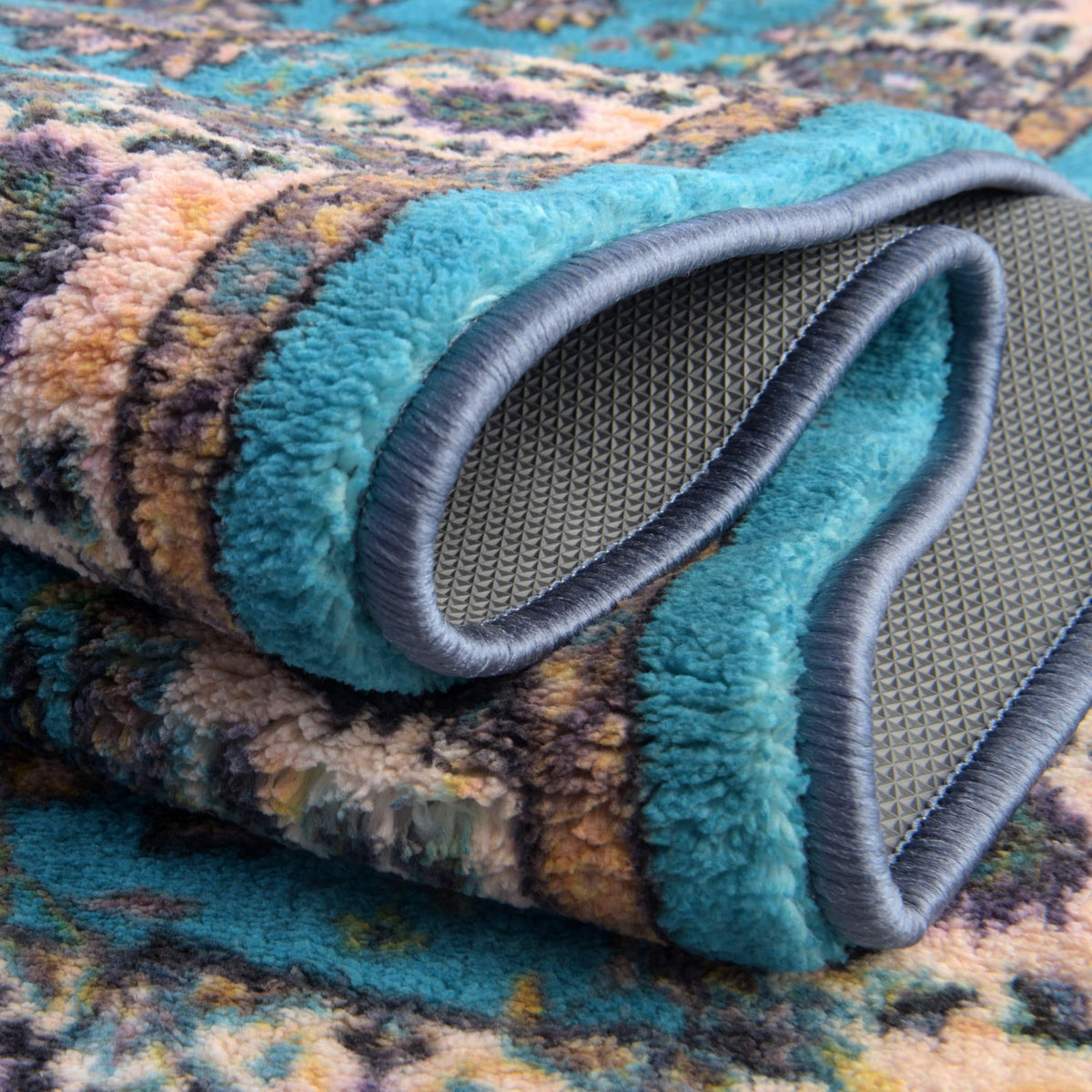 Casablanca Tapestry Collection Area Rug -  Marrakech (Arctic Aqua Blue) Rectangle Arctic Aqua Blue  lifestyle 12