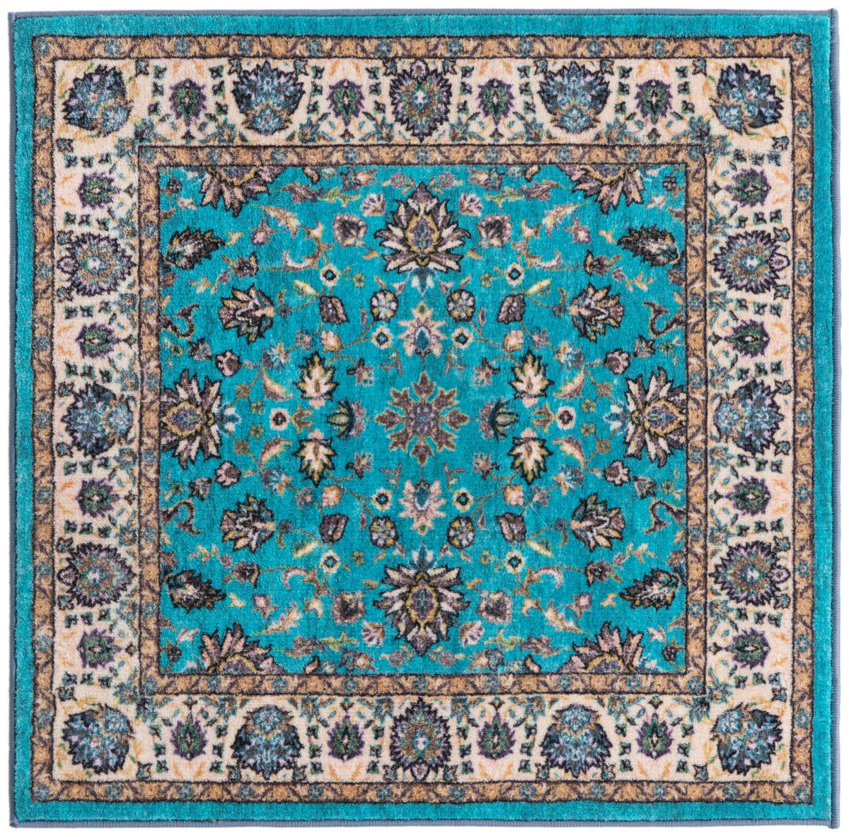 Casablanca Tapestry Collection Area Rug -  Marrakech (Arctic Aqua Blue) Square Arctic Aqua Blue  lifestyle 16