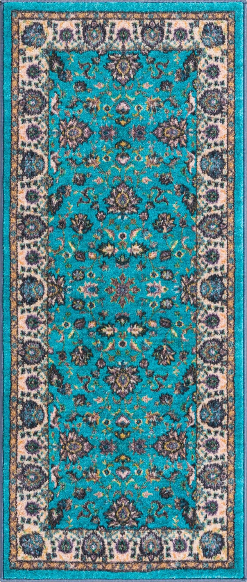 Casablanca Tapestry Collection Area Rug -  Marrakech (Arctic Aqua Blue) Runner Arctic Aqua Blue  lifestyle 17