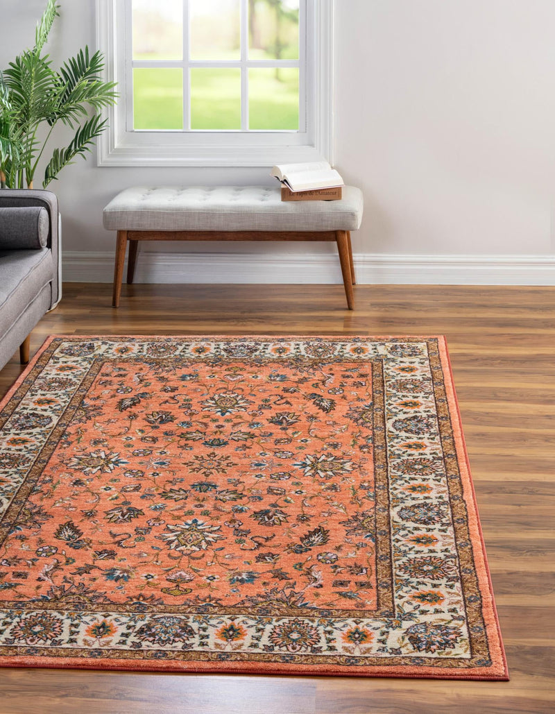 Casablanca Tapestry Collection Area Rug -  Marrakech (Salmon) Rectangle Salmon  lifestyle 2